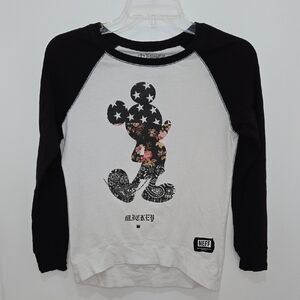 Women's Neff & Disney Collab Black & White Mickey Mouse Raglan Shirt